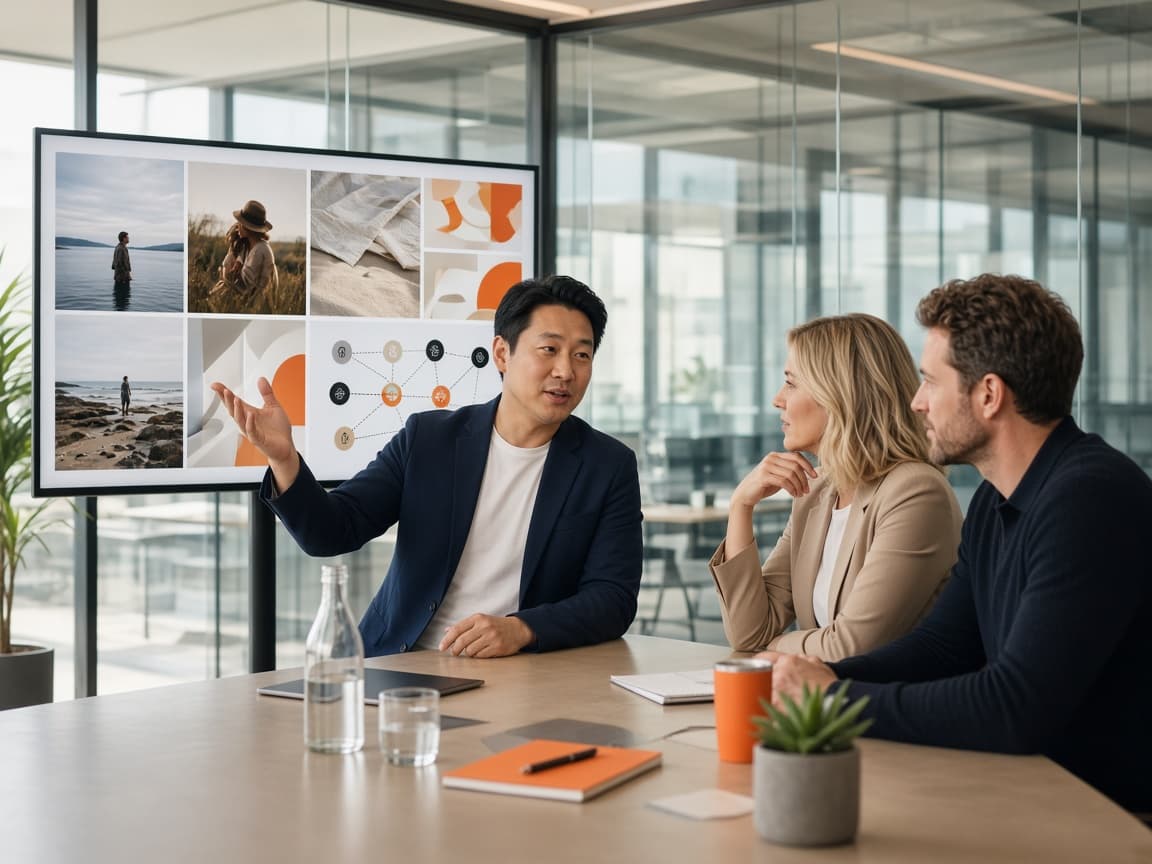 Orange Clan strategist presenting a cross-border campaign to brand clients